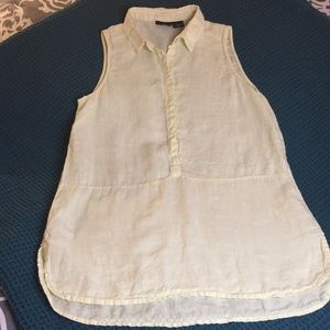 Tahari sleeveless button down linen yellow medium